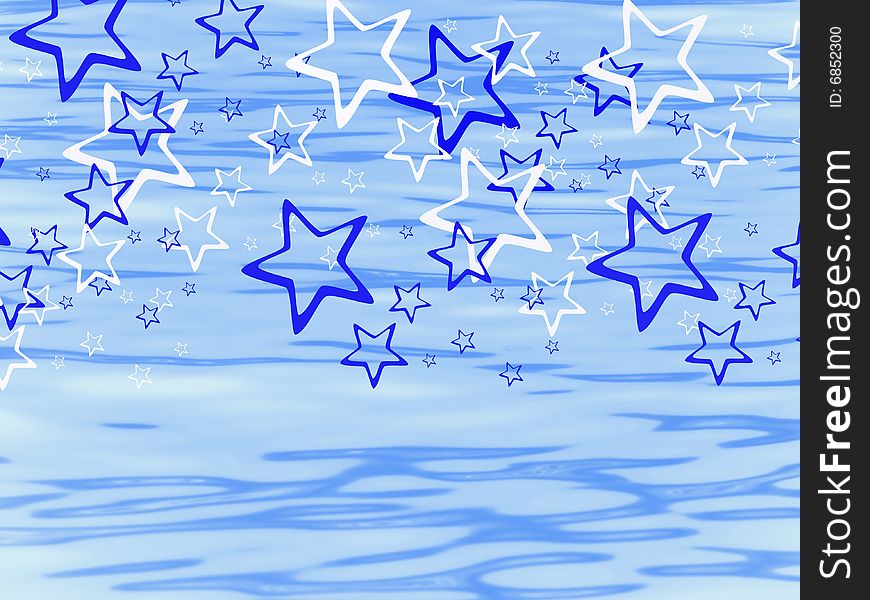 Blue and white snow stars as background