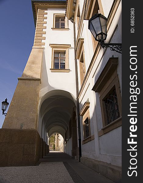 Architecture of city center in Prague in Czech Republic