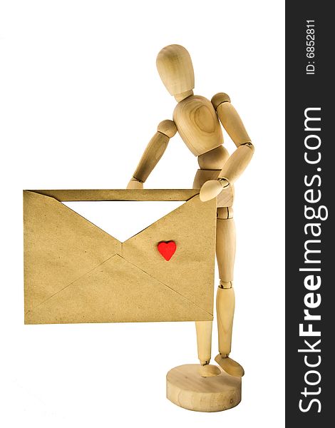 Wooden dummy with an envelope