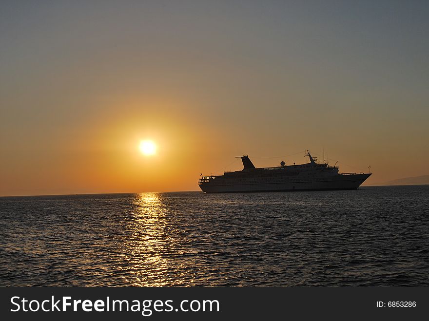 Cruise ship in the Mediterranean sea. Cruise ship in the Mediterranean sea
