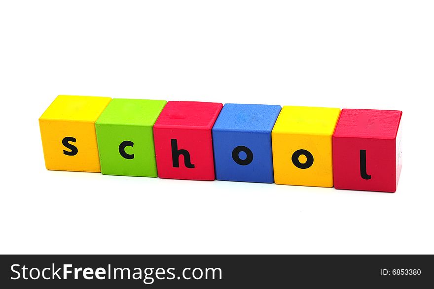 The word school spelled out on bricks