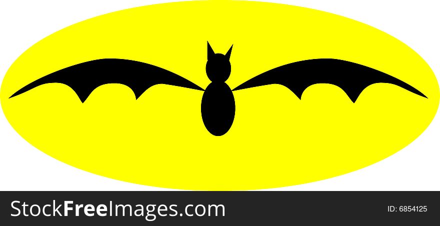 Black bat on a yellow oval, it could be a simple bat or THE BAT