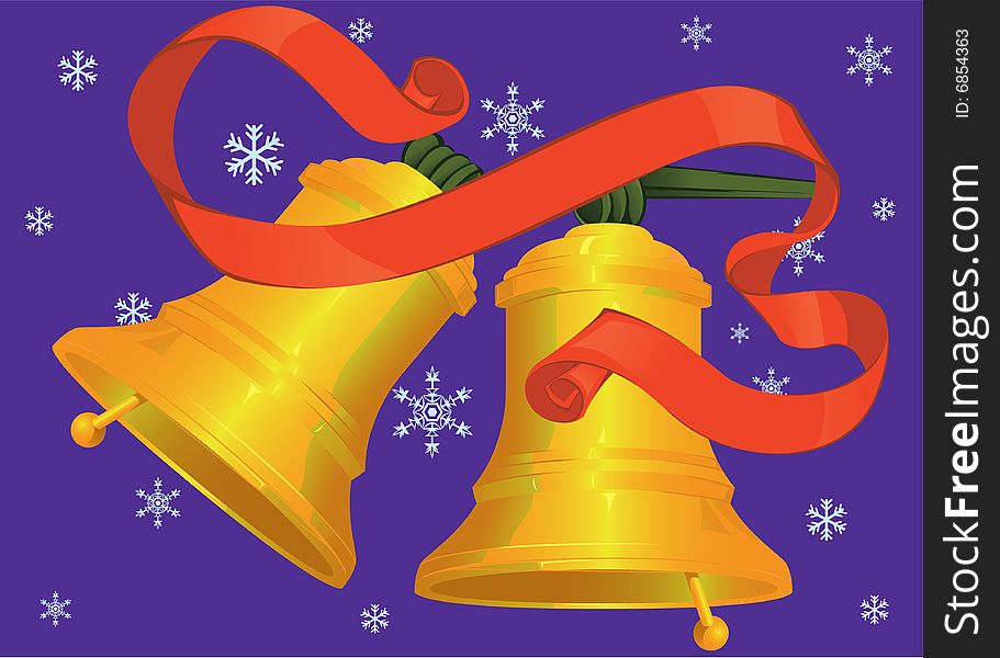 Vector illustration of two bells and one banner. Vector illustration of two bells and one banner