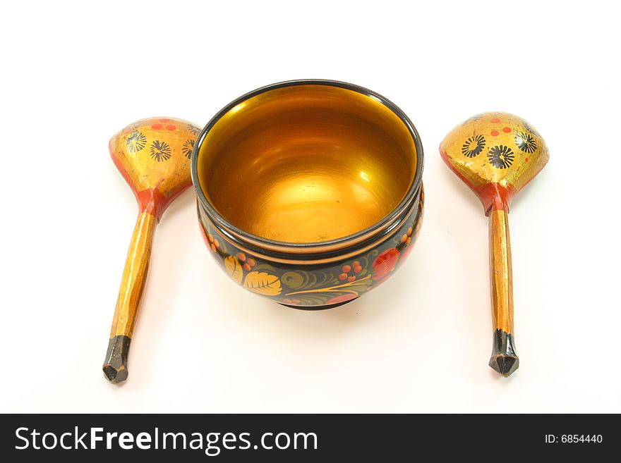 Gift set from Russia, two spoons and plate