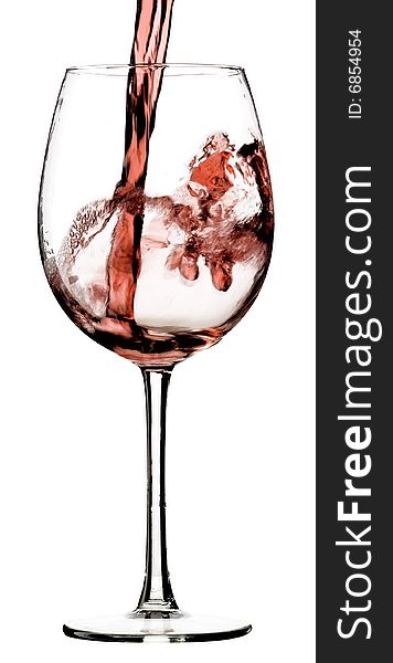 Pouring wine splash with white background isolated