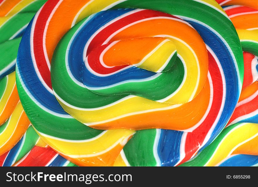 Closeup photo of large colorful lollipops.