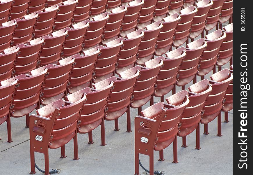 Red Stadium Seats in a Row. Red Stadium Seats in a Row