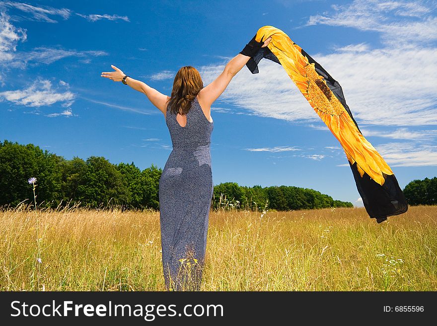 Beautiful woman with orange scarf