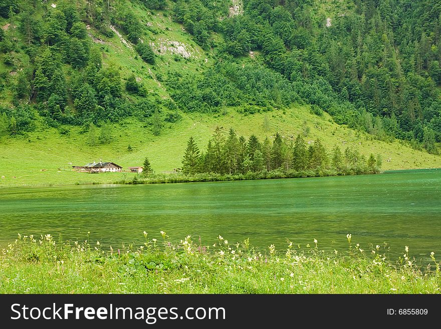 Landscape with mountains and lake