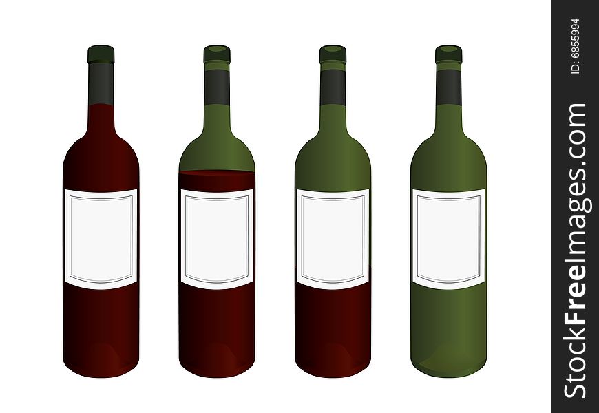 Wine bottles with blank labels. More wine illustrations in my portfolio.