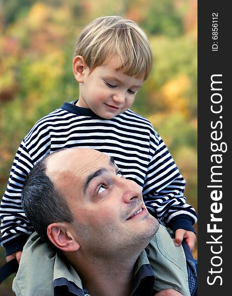 Father and son outdoor portrait