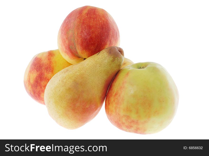 Apples and pears isolated on the white background