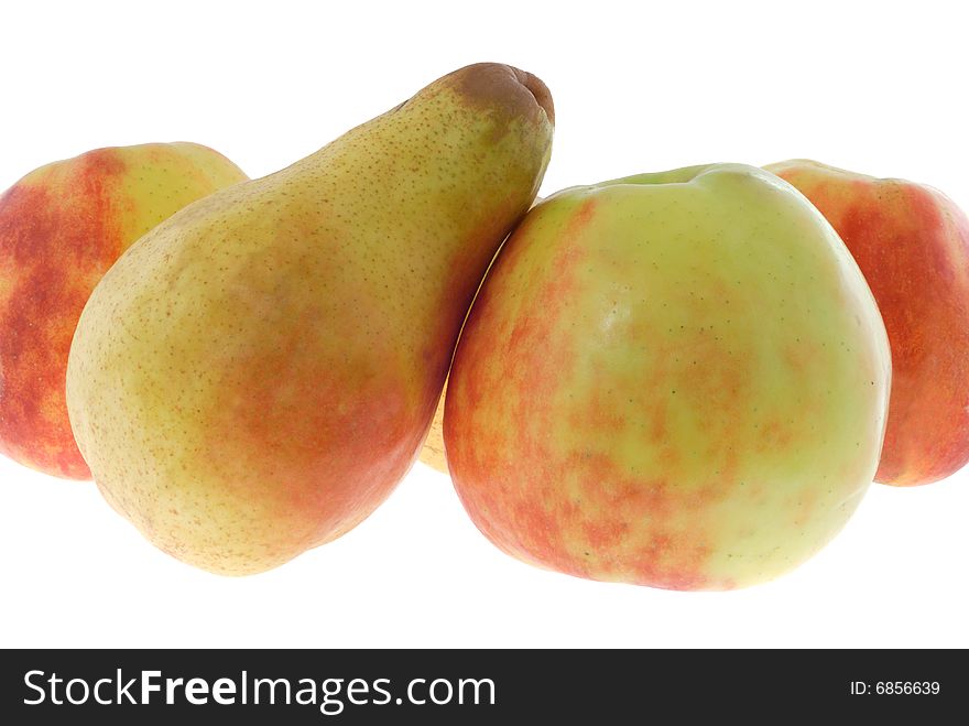 Apples and pear isolated on the white background