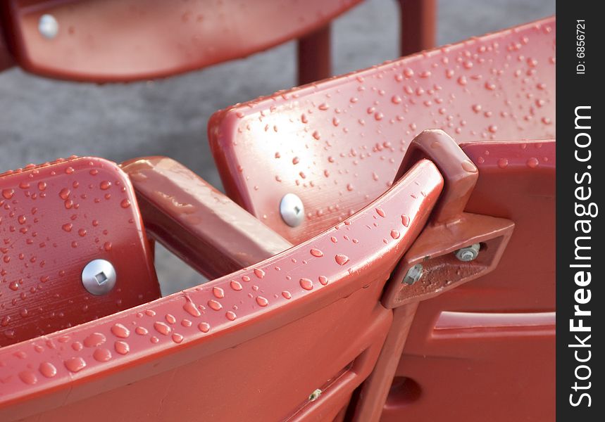 Wet Stadium Seats at a Rainout. Wet Stadium Seats at a Rainout