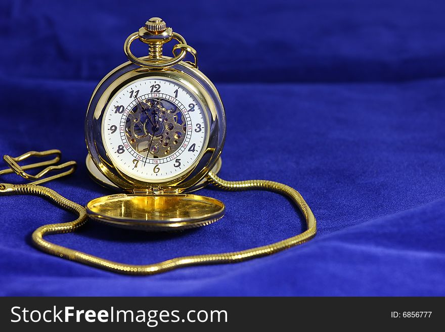 Close-up or macro photography of mechanical gold plated pocket watch. Close-up or macro photography of mechanical gold plated pocket watch