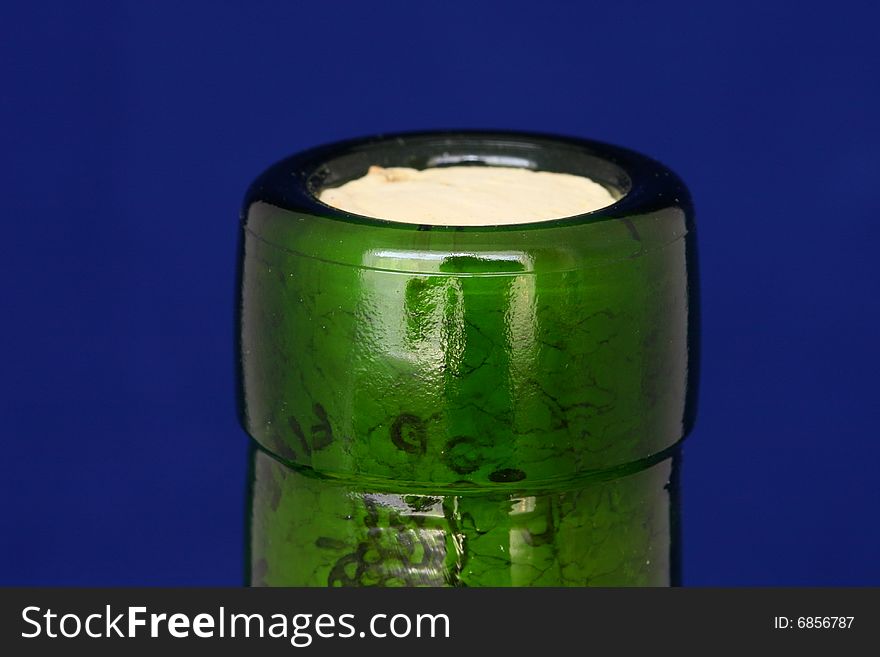 Macro photography of wine bottle neck with cork stopper. Macro photography of wine bottle neck with cork stopper