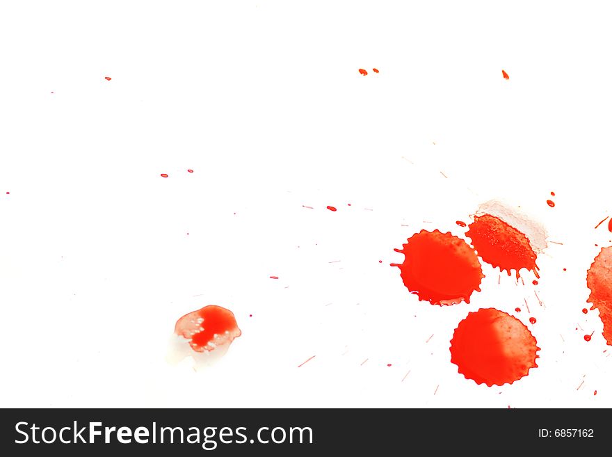 Blood splatters set on an isolated white bacground