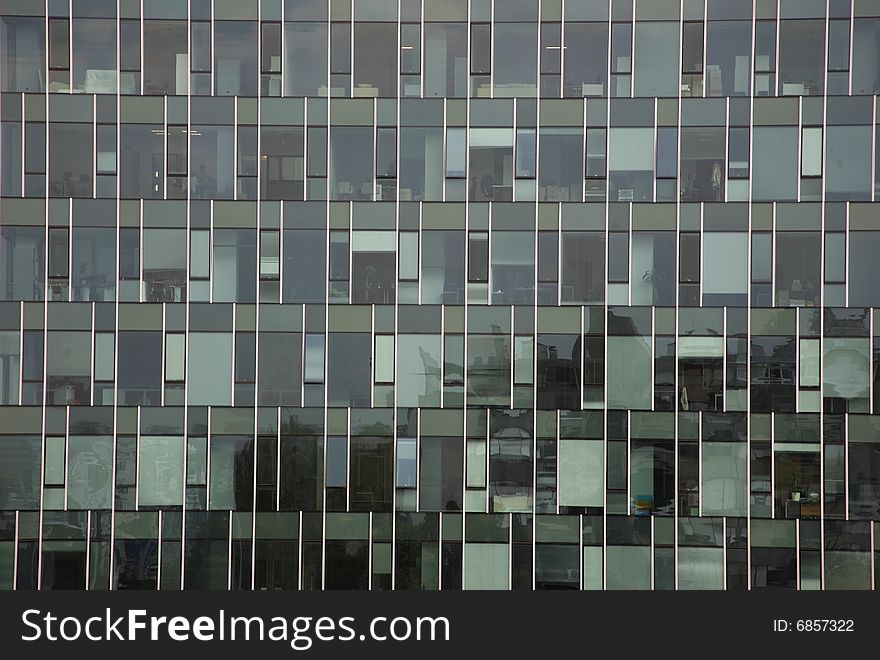 Blue window office building background in the city of Zagreb, Croatia