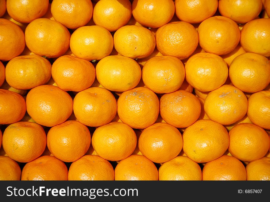 Colourful display of mandarines on traditional local market in Europe