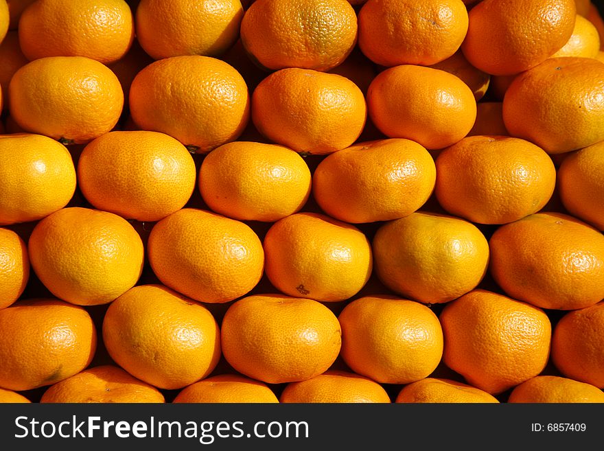 Colourful display of mandarines on traditional local market in Europe