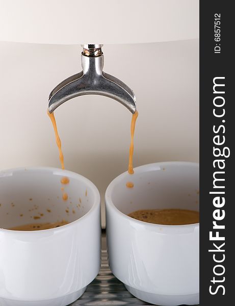 Two cups of delicious italian espresso. Two cups of delicious italian espresso