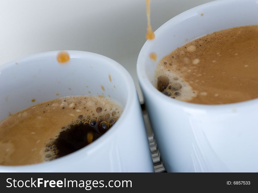 Two cups of delicious italian espresso. Two cups of delicious italian espresso