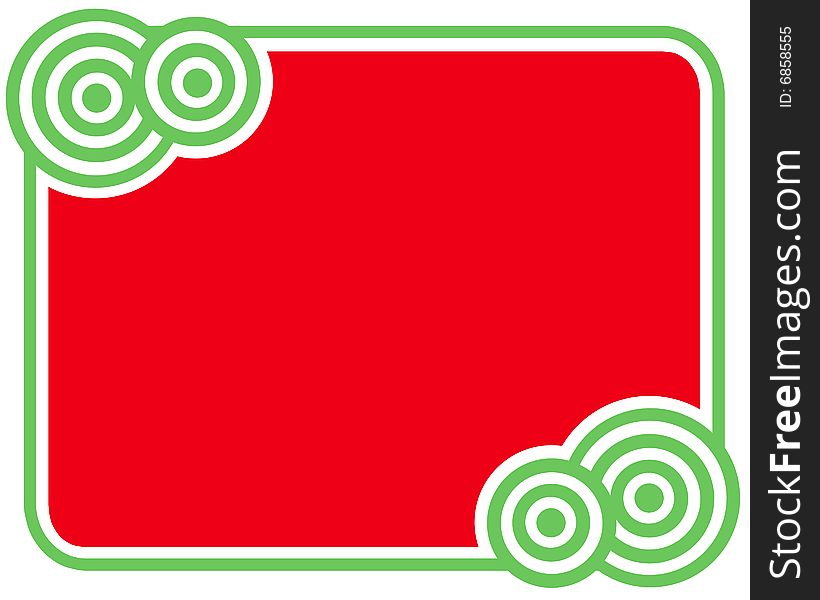 Green circles surrounding a red frame. Green circles surrounding a red frame