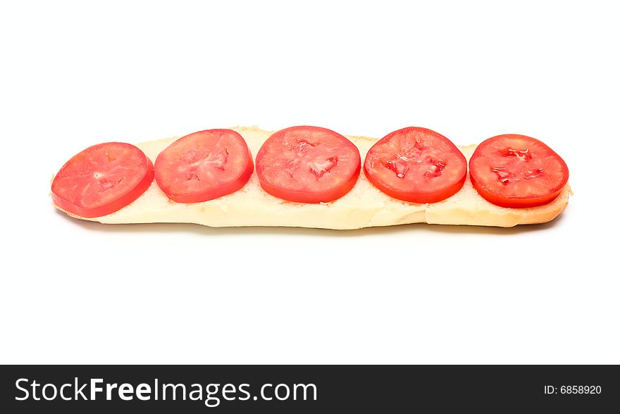 Sandwich with tomato isolated on white