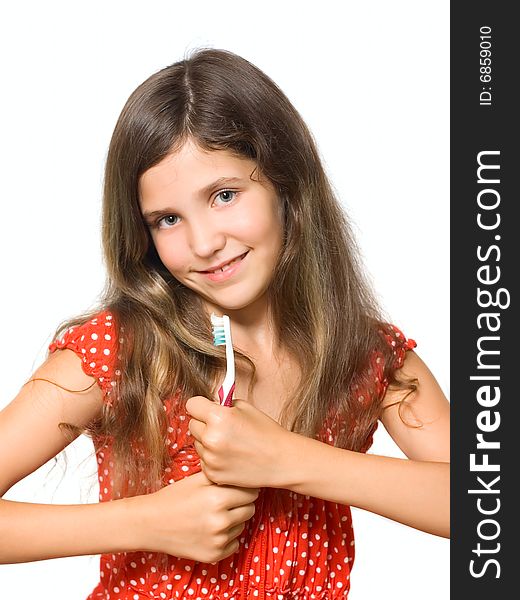 Beauty teen girl with toothbrush