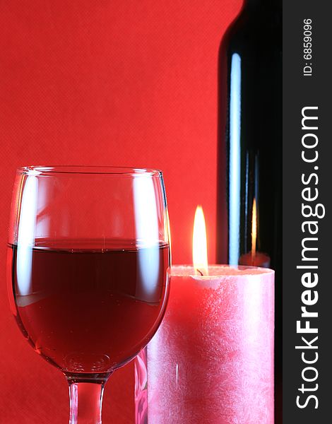 Wine and Candle with Wine Bottle