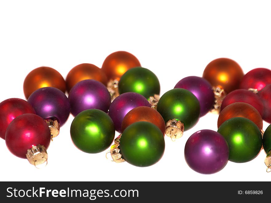 Colorful isolated Christmas small balls ornament. Colorful isolated Christmas small balls ornament.