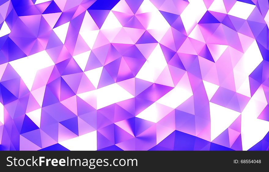 Pink - blue - white abstract background of triangles - low poly, seamless loop