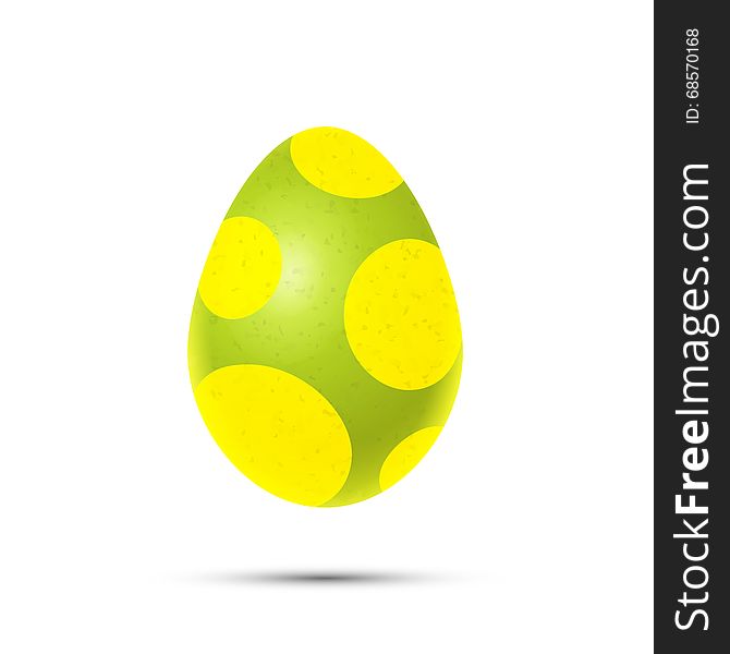 Green Easter Egg With Yellow Dots On White