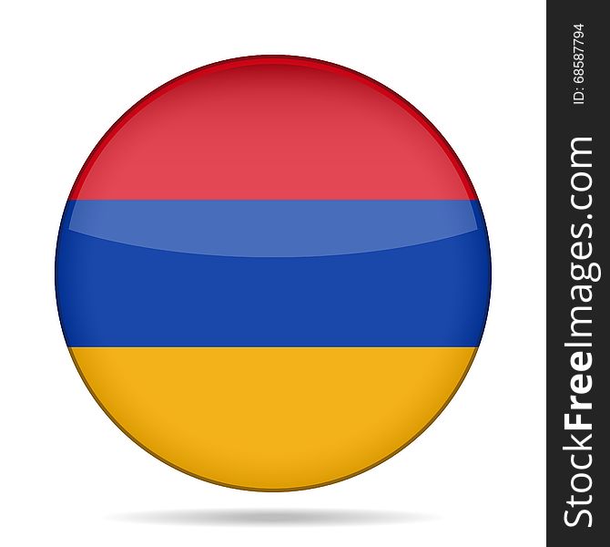 Button with national flag of Armenia and shadow. Button with national flag of Armenia and shadow