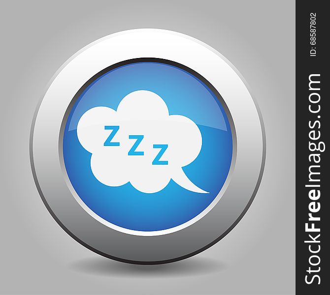 Blue Metal Button With ZZZ Speech Bubbles