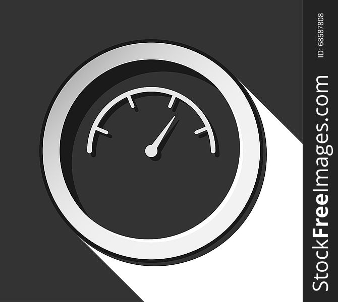 Black icon with dial symbol and white stylized shadow. Black icon with dial symbol and white stylized shadow