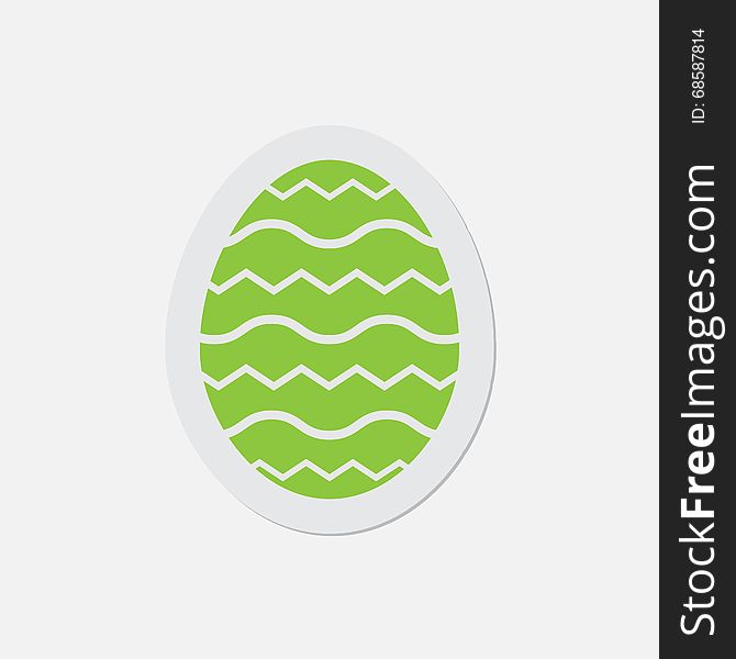 Simple green icon with contour and shadow - Easter egg on a white background. Simple green icon with contour and shadow - Easter egg on a white background