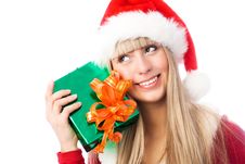 Pretty Girl With A Christmas Present Royalty Free Stock Images Pretty Girl With A Christmas Present Royalty Free Stock Images
