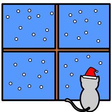 Cat Watching Snow 2 Stock Photo Cat Watching Snow 2 Stock Photo