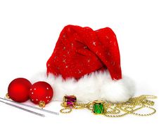 Santa Claus Hat And Christmas Decoration Stock Images