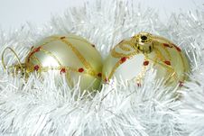 Two Spheres And Christmas Decorations Stock Photos Two Spheres And Christmas Decorations Stock Photos