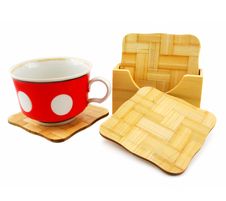 Colored Cup And Set Of Wooden Trivets Stock Photo Colored Cup And Set Of Wooden Trivets Stock Photo