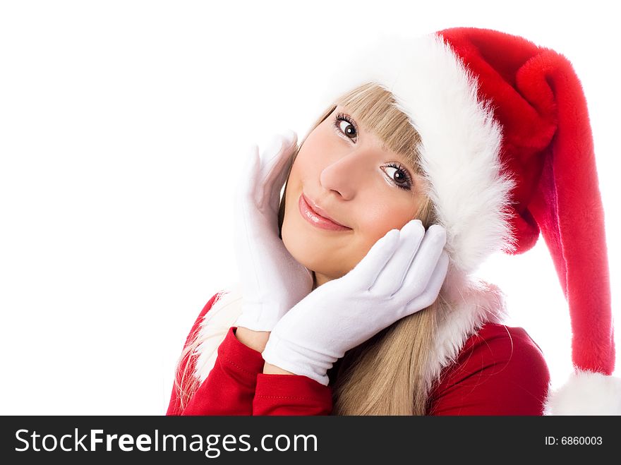 Pretty blond girl dressed as Santa. Pretty blond girl dressed as Santa