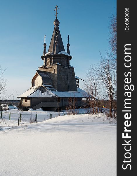 New wooden church in ruusian north. New wooden church in ruusian north