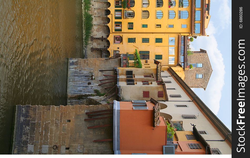 View of buildings on ponte vecchio in florence, italy.