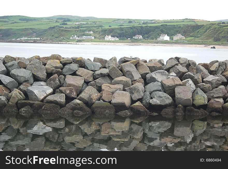 Rocks in the harbour at Ballycastle in Northern Ireland