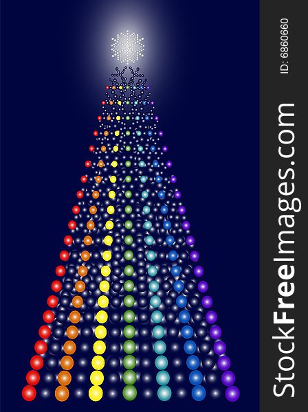 Contemporary christmas tree made entirely of dots, blue