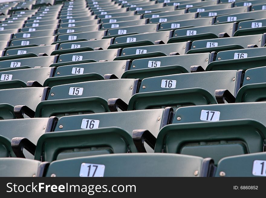 Empty seats at a sports stadium. Empty seats at a sports stadium