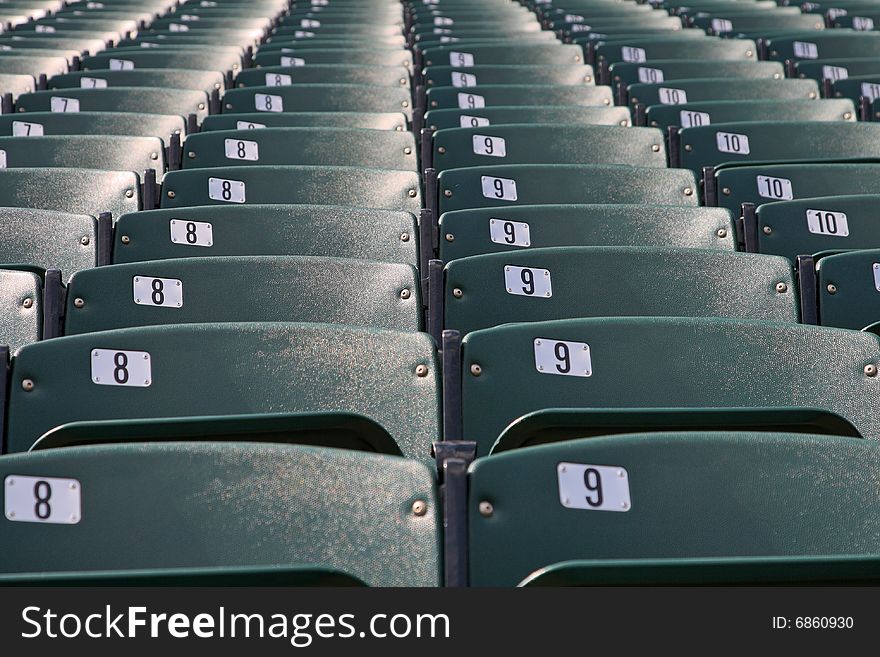 Empty seats at a sports stadium