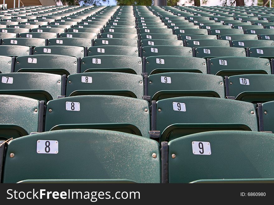 Empty seats at a sports stadium. Empty seats at a sports stadium